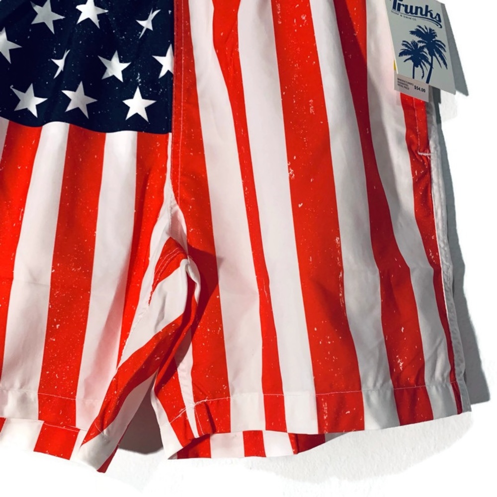 USA Flag Swim Trunks Men’s Medium Patriotic 4th Of July Beach Shorts NWT - Picture 5 of 14